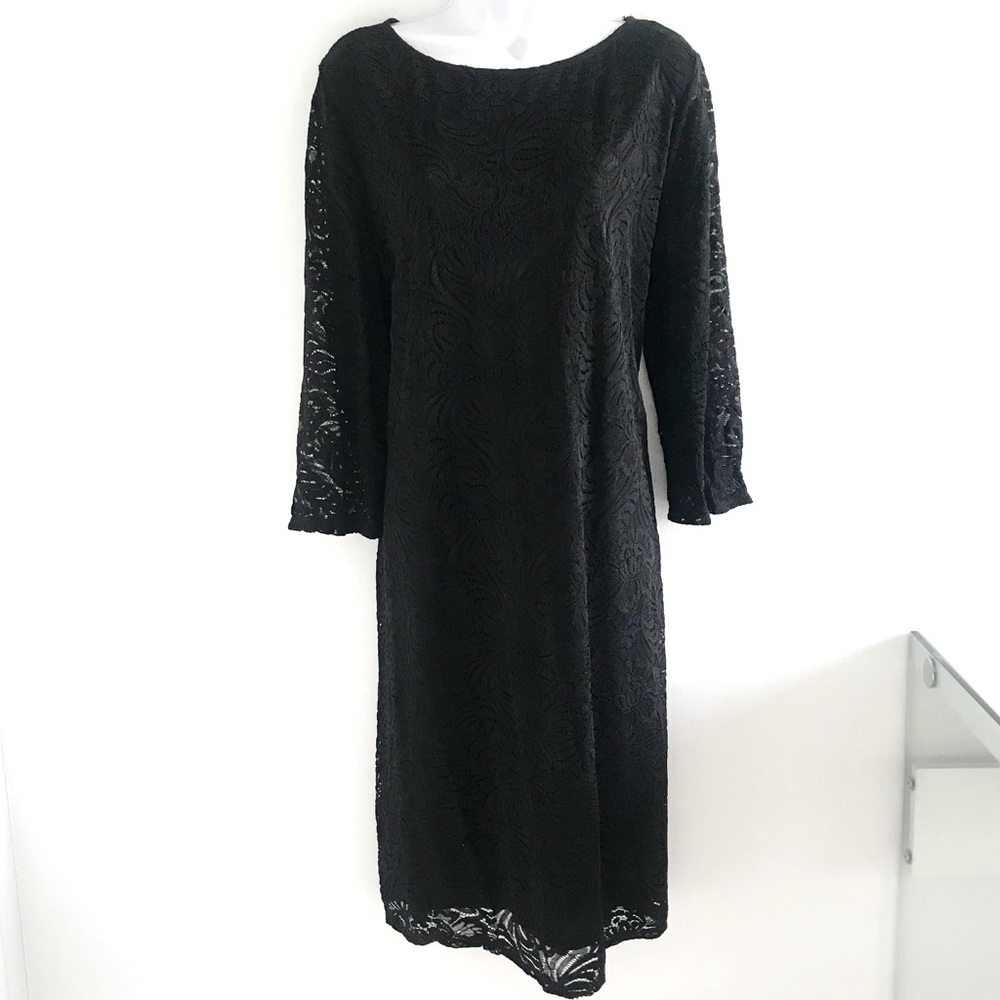 Tiana B. Black Lace Long Sleeve Winter Dress Holiday NYE Plus Size Dress